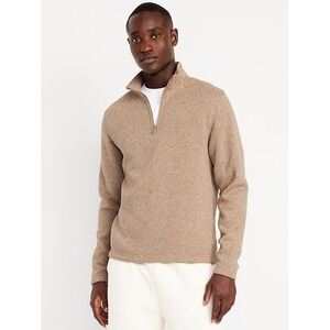 NWT Old Navy Sweater-Knit Fleece Quarter-Zip Pullover Size S Neutral Minimalist‎